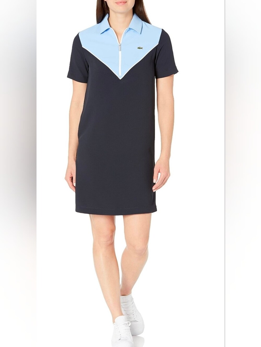 Women's Lacoste dress, loose fit, monogram jacquard, size 34 (small).